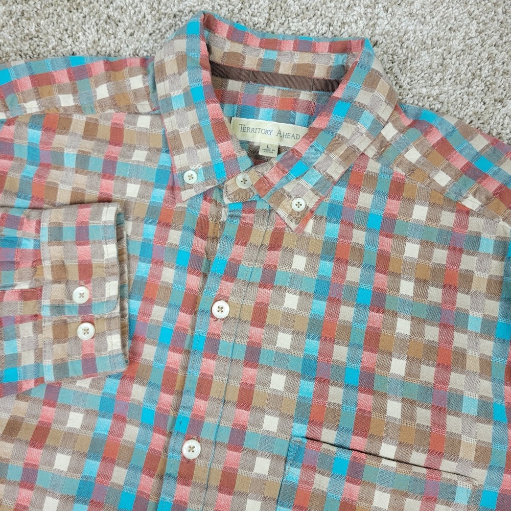 Territory Ahead Mens Large Multicolor Check Button Down Long Sleeve
